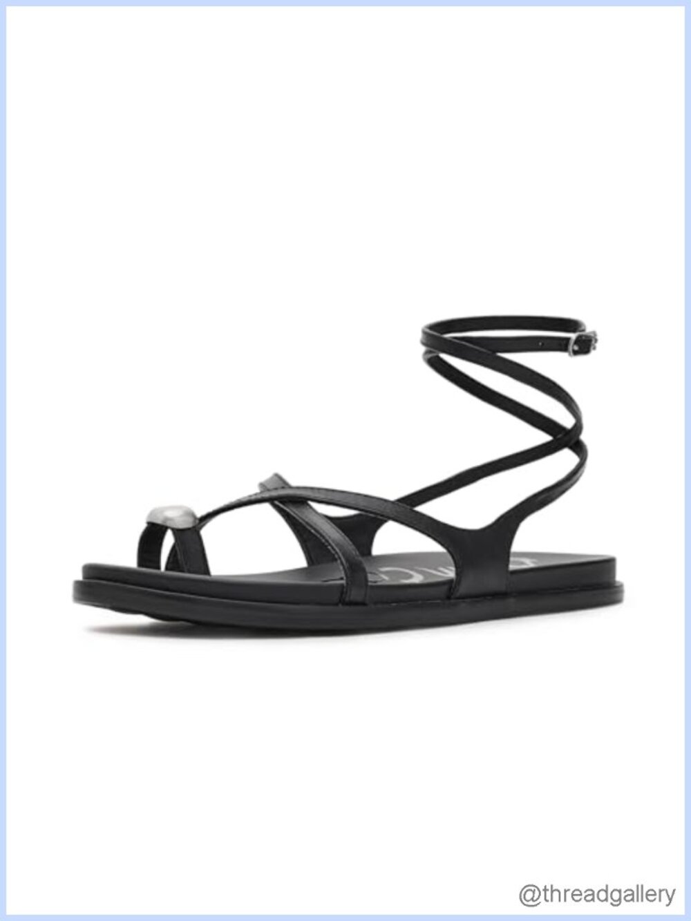 Leather Gladiator Flat Sandal with Ankle Strap & Buckle
